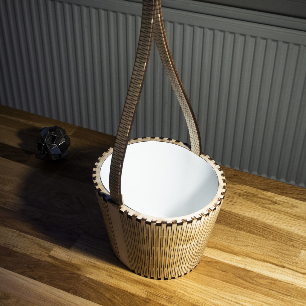 طرح گلدان آویز ۶ میلی‌متری مناسب برای استفاده در دستگاه های cnc چوب و cnc لیزر - laser cut hanging plant pot 6mm dxf file