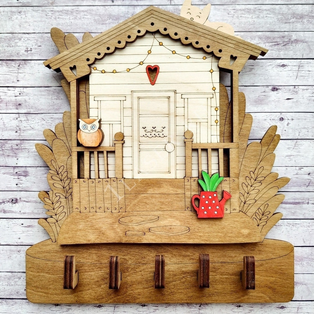 طرح جاکلیدی دیواری مناسب برای استفاده در دستگاه های cnc چوب و cnc لیزر - laser cut wall key holder cdr file