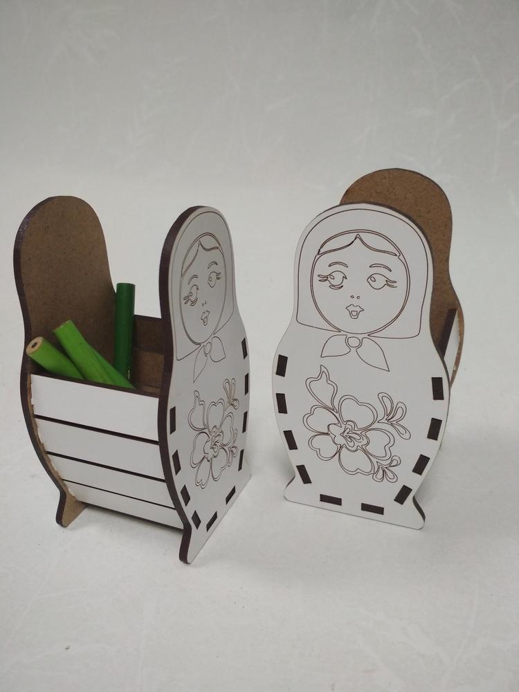 طرح جا خودکاری عروسک ماتریوشکا مناسب برای استفاده در دستگاه های cnc چوب و cnc لیزر - laser cut matryoshka doll pen holder cdr file