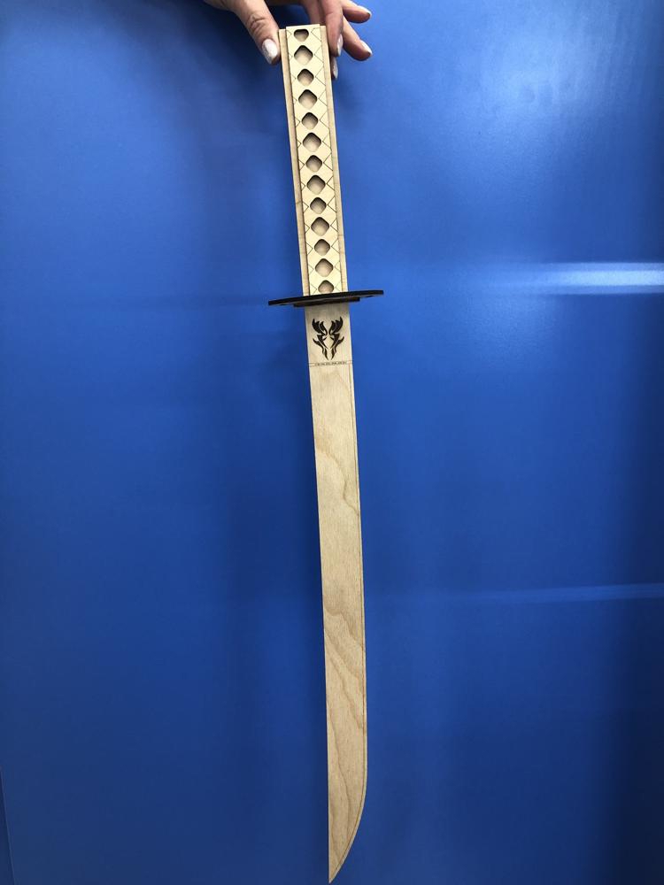 طرح شمشیر کاتانا مناسب برای استفاده در دستگاه های cnc چوب و cnc لیزر - laser cut katana sword cdr file
