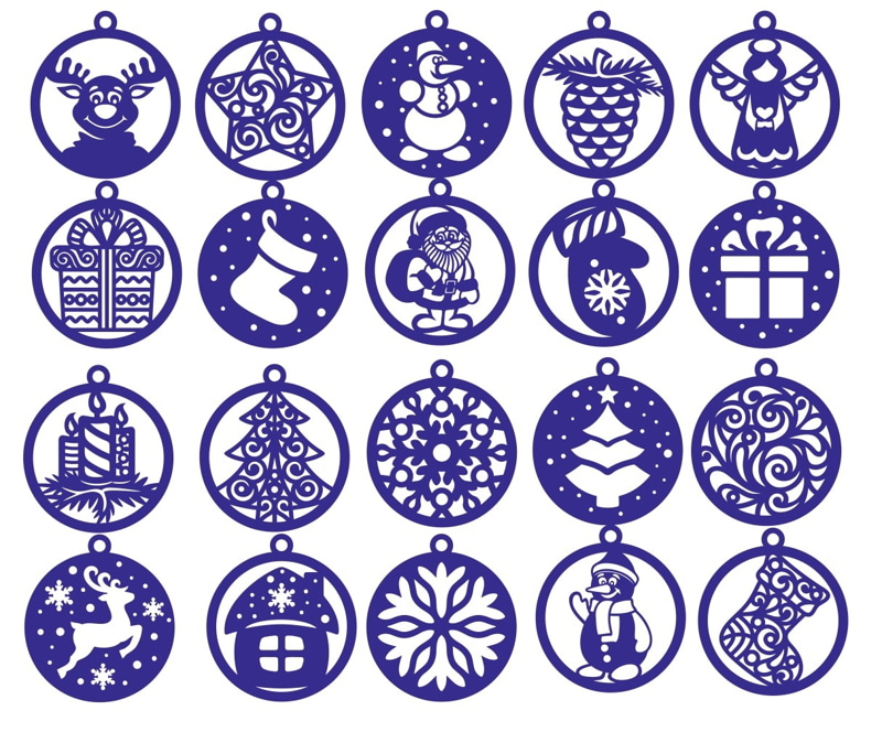 طرح توپ کریسمس طرح درخت کریسمس مناسب برای استفاده در دستگاه های cnc چوب و cnc لیزر - laser cut christmas ball ornaments tree decor cdr file