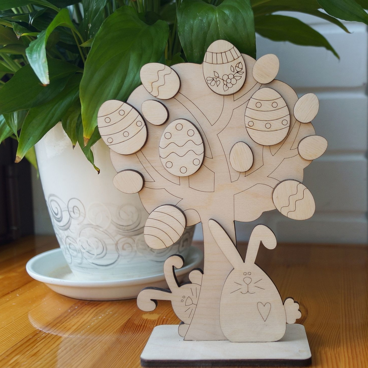طرح تزیین درخت تخم مرغ عید پاک مناسب برای استفاده در دستگاه های cnc چوب و cnc لیزر - laser cut easter egg tree decor cdr file