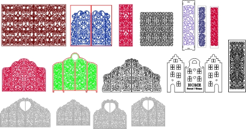 طرح مجموعه بزرگ پرده های عروسی مناسب برای استفاده در دستگاه های cnc چوب و cnc لیزر - wedding screens mega collection cdr file