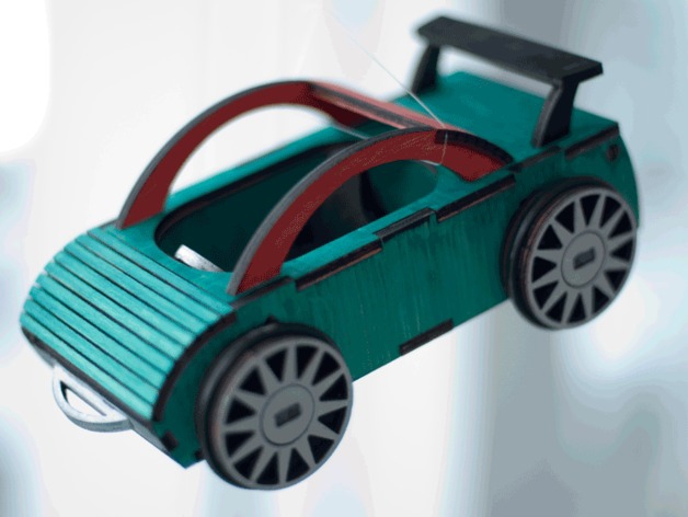 طرح مدل سه بعدی ماشین اسپرت چوبی مناسب برای استفاده در دستگاه های cnc چوب و cnc لیزر - laser cut wooden sports car 3d model cdr file