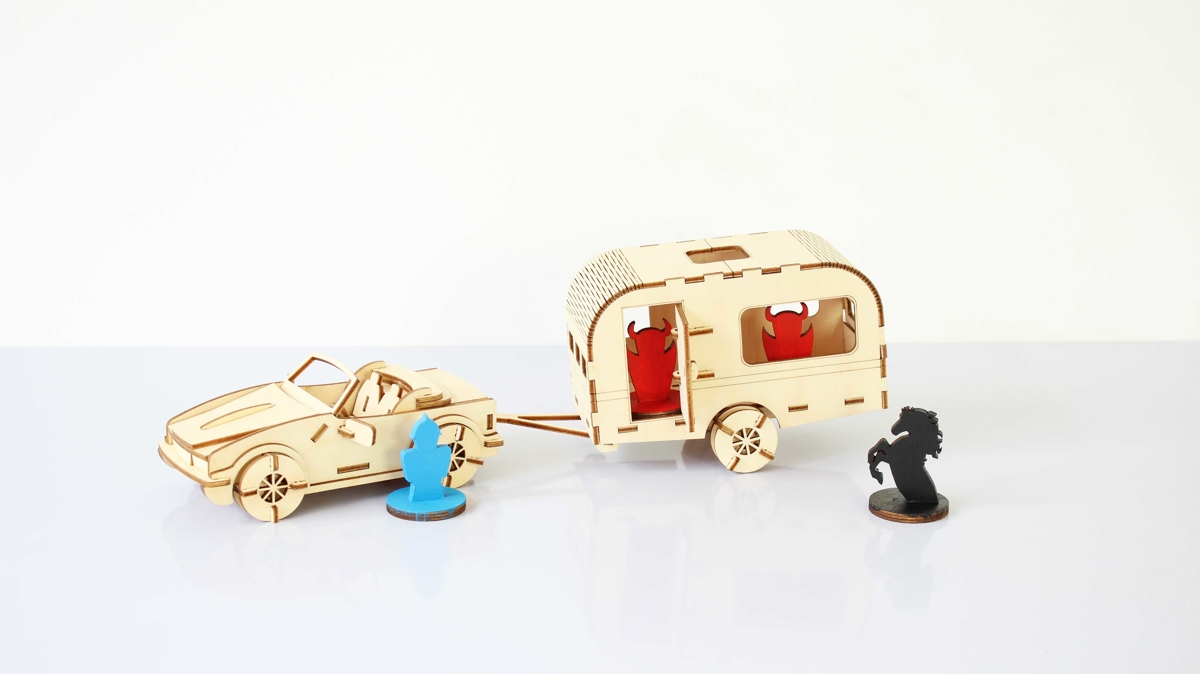 طرح ماشین و کاروان مناسب برای استفاده در دستگاه های cnc چوب و cnc لیزر - laser cut car and caravan cdr file