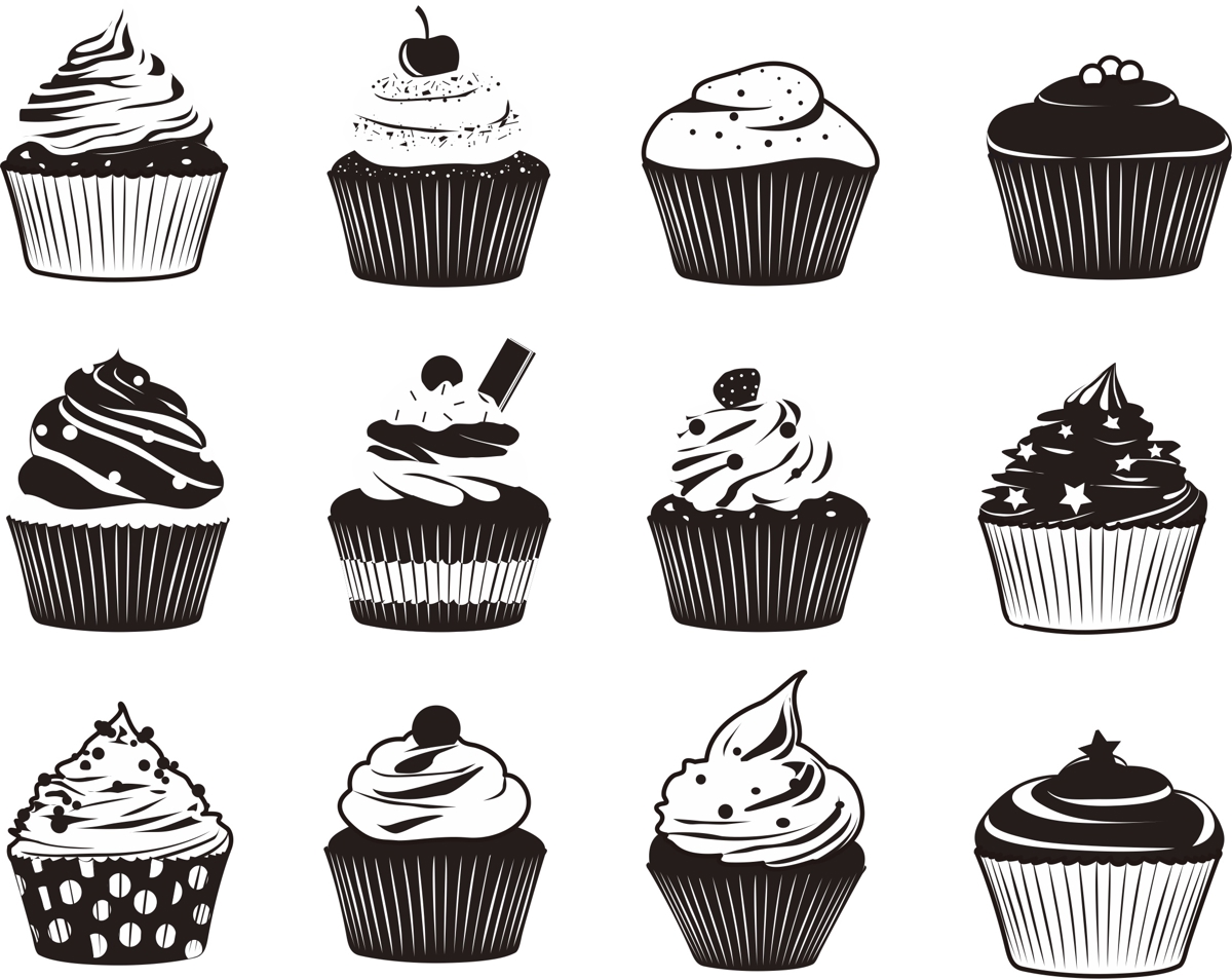 طرح مجموعه وکتور کاپ کیک مناسب برای استفاده در دستگاه های cnc چوب و cnc لیزر - cupcake vector set cdr file
