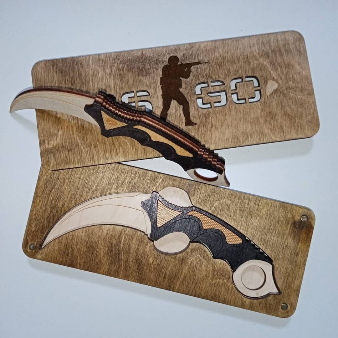 طرح چاقوی کارامبیت csgo toy مناسب برای استفاده در دستگاه های cnc چوب و cnc لیزر - laser cut karambit knife csgo toy cdr file