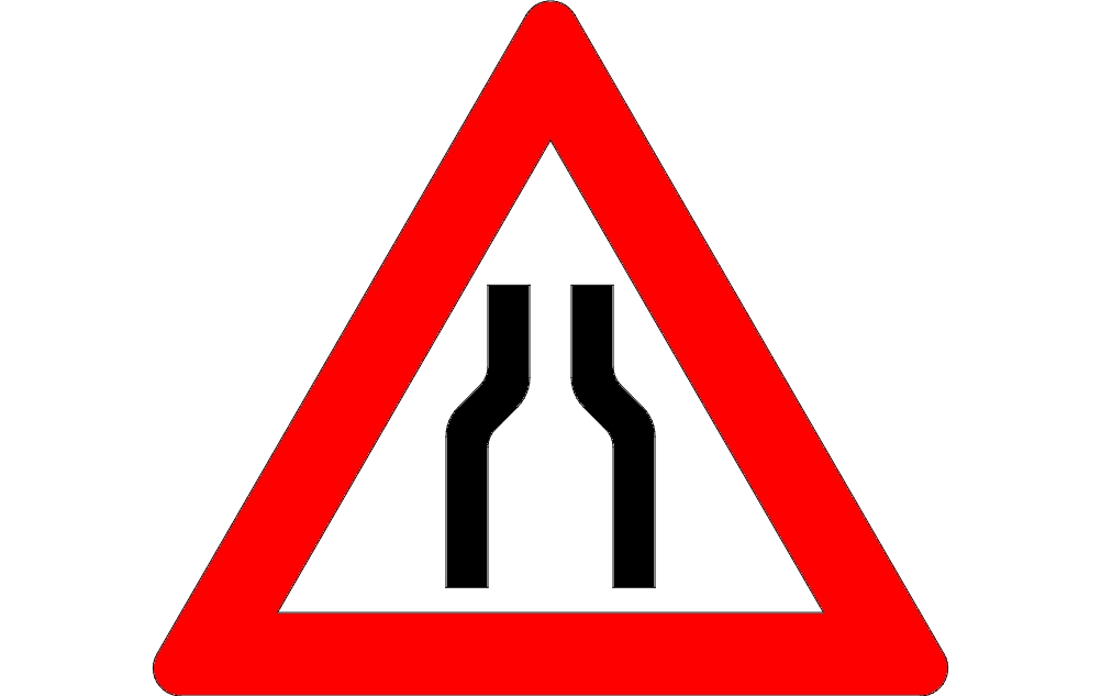 طرح تابلوی ترافیکی جاده باریک مناسب برای استفاده در دستگاه های cnc چوب و cnc لیزر - traffic narrow road sign dxf file