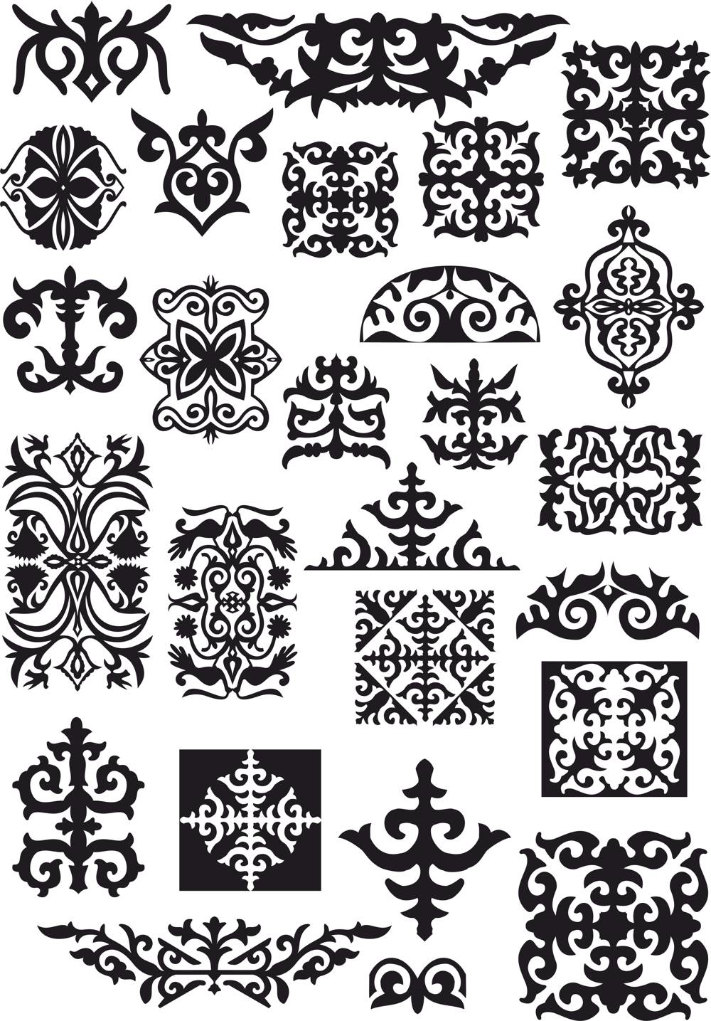طرح وکتور تزئینات کازا مناسب برای استفاده در دستگاه های cnc چوب و cnc لیزر - kazah ornament vectors cdr file
