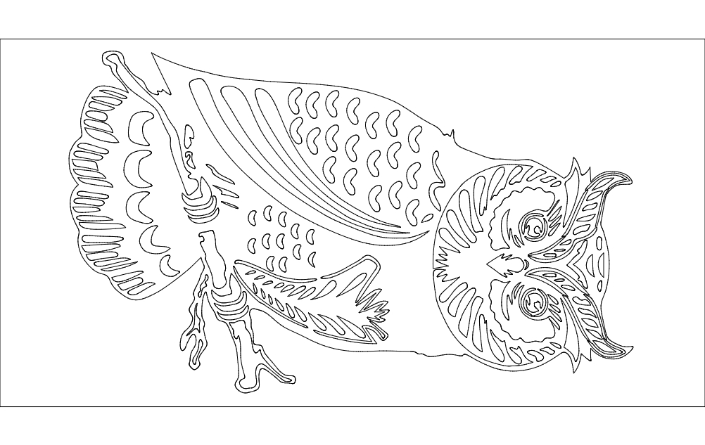 طرح جغد بزرگ مناسب برای استفاده در دستگاه های cnc چوب و cnc لیزر - large owl dxf file
