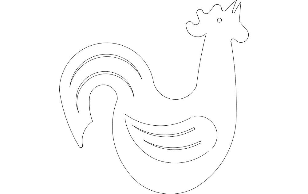طرح شبح خروس با بانگ خروس مناسب برای استفاده در دستگاه های cnc چوب و cnc لیزر - rooster crowing silhouette dxf file