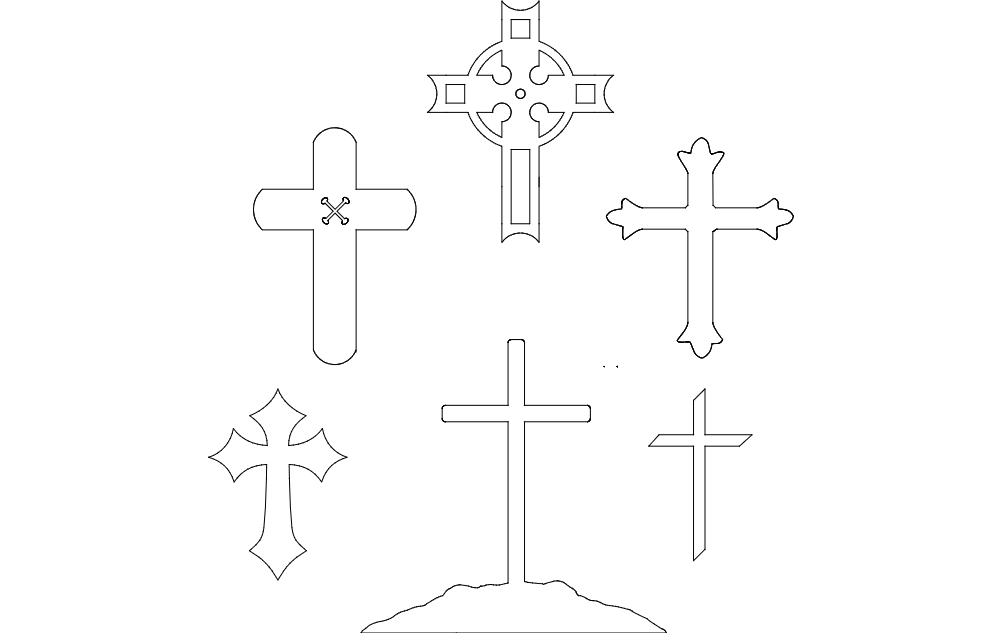 طرح مجموعه صلیب مسیحی مناسب برای استفاده در دستگاه های cnc چوب و cnc لیزر - christian cross collection dxf file