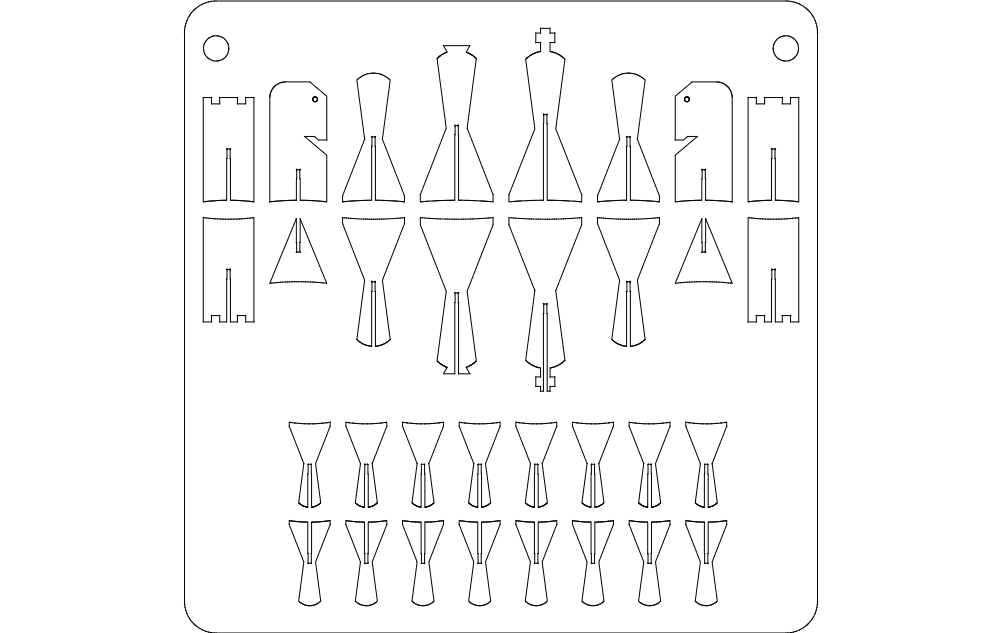 طرح شطرنج مناسب برای استفاده در دستگاه های cnc چوب و cnc لیزر - chess dxf file