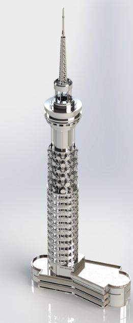 طرح دکل مخابراتی بریتانیا مناسب برای استفاده در دستگاه های cnc چوب و cnc لیزر - british telecom tower dxf file