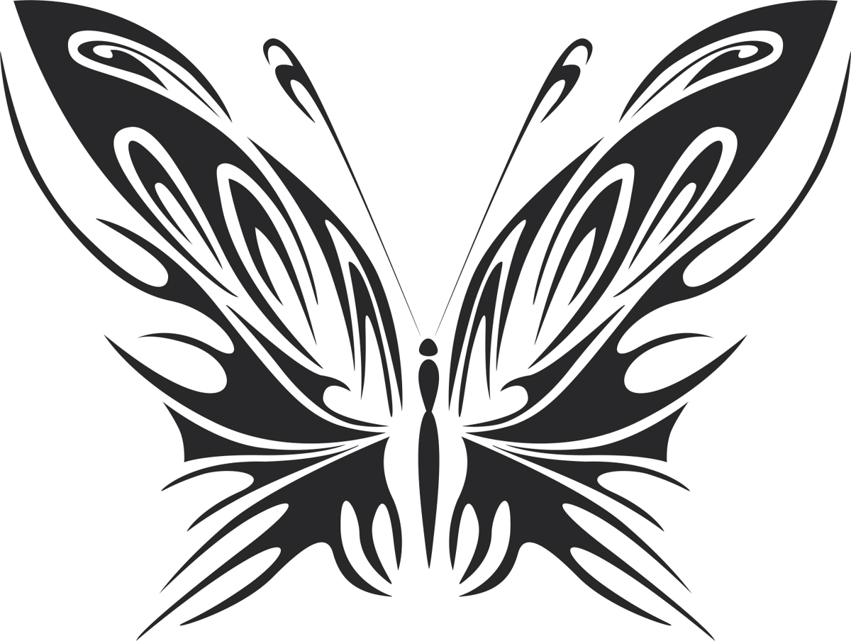 طرح فایل وکتور پروانه قبیله ای طرح 40 مناسب برای استفاده در دستگاه های cnc چوب و cnc لیزر - tribal butterfly vector art 40 dxf file