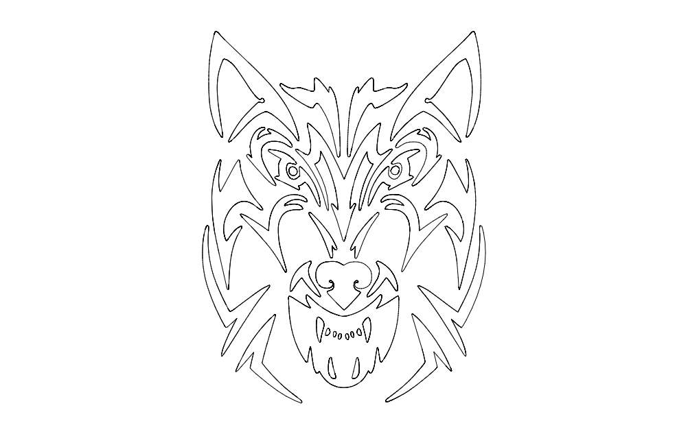 طرح گرگ قبیله ای مناسب برای استفاده در دستگاه های cnc چوب و cnc لیزر - tribal wolf dxf file