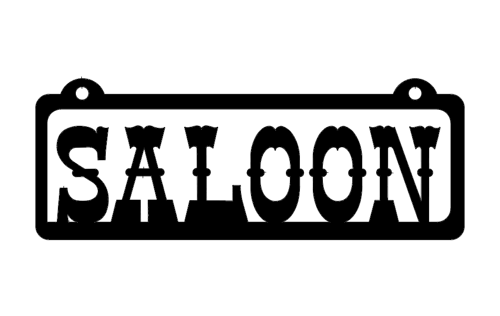 طرح تابلوی سالن غربی مناسب برای استفاده در دستگاه های cnc چوب و cnc لیزر - western sign saloon dxf file