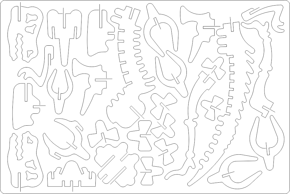طرح سه بعدی دایناسور مناسب برای استفاده در دستگاه های cnc چوب و cnc لیزر - 3d dino dxf file