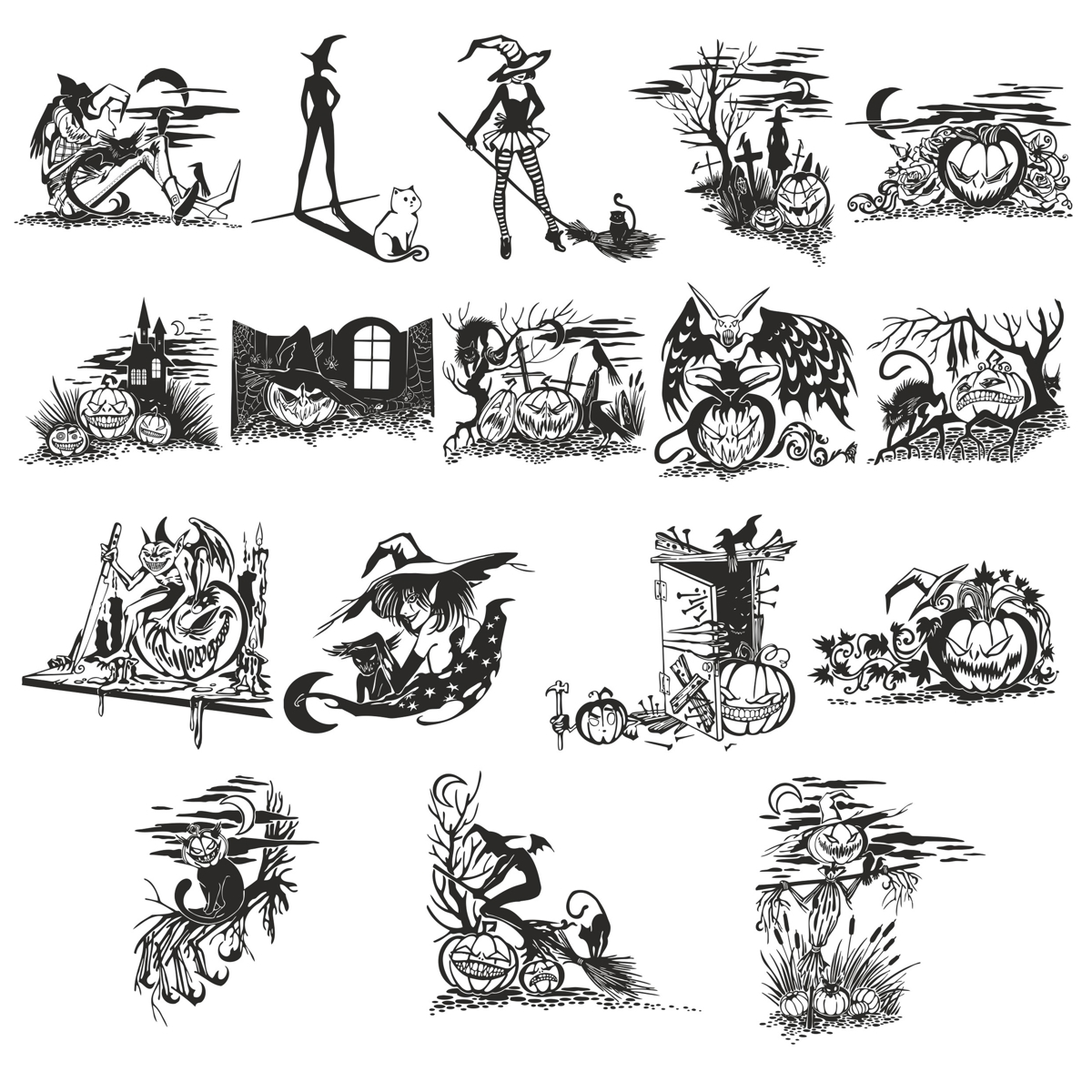 طرح مجموعه وکتور هالووین مناسب برای استفاده در دستگاه های cnc چوب و cnc لیزر - halloween vector set cdr file