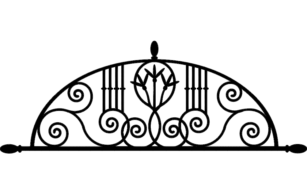طرح گلدار طاق آهنی مناسب برای استفاده در دستگاه های cnc چوب و cnc لیزر - ironwork arch floral dxf file