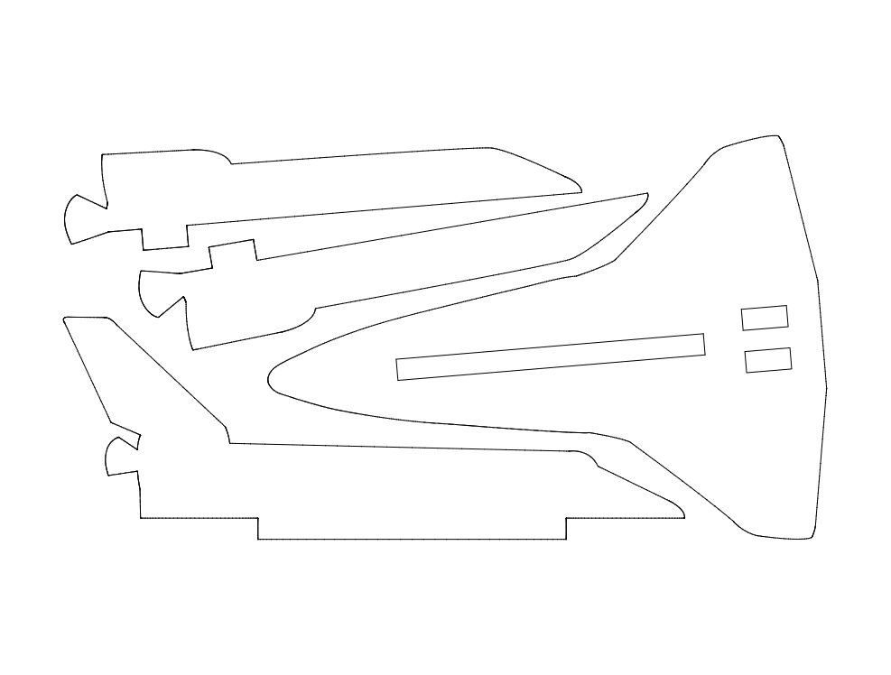 طرح ساده شده شاتل فضایی مناسب برای استفاده در دستگاه های cnc چوب و cnc لیزر - space shuttle simplified dxf file