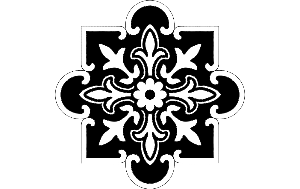 طرح گل تزئینی مناسب برای استفاده در دستگاه های cnc چوب و cnc لیزر - floral pattern decorative dxf file