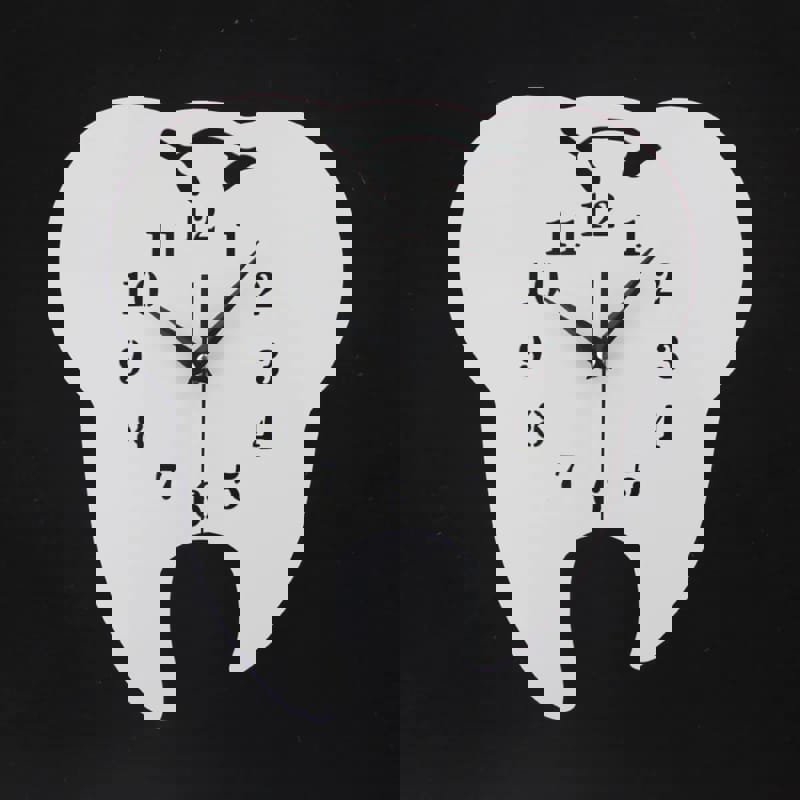 طرح ساعت دیواری به شکل دندان با ، ساعت دیواری دندانپزشکی مناسب برای استفاده در دستگاه های cnc چوب و cnc لیزر - laser cut tooth shaped wall clock dental wall clock
