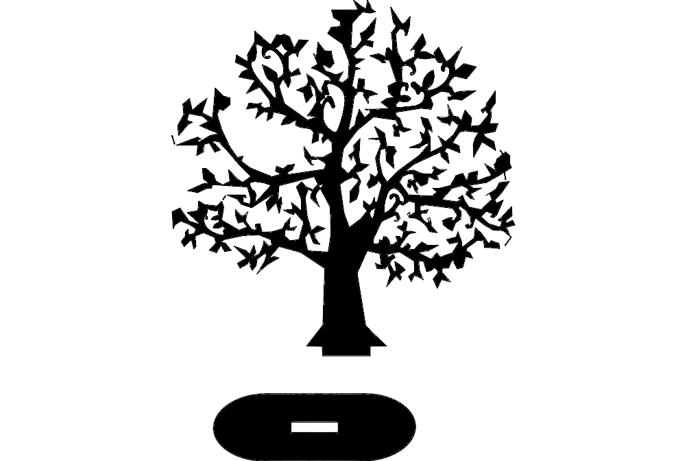 طرح درخت با پایه مناسب برای استفاده در دستگاه های cnc چوب و cnc لیزر - tree with base dxf file