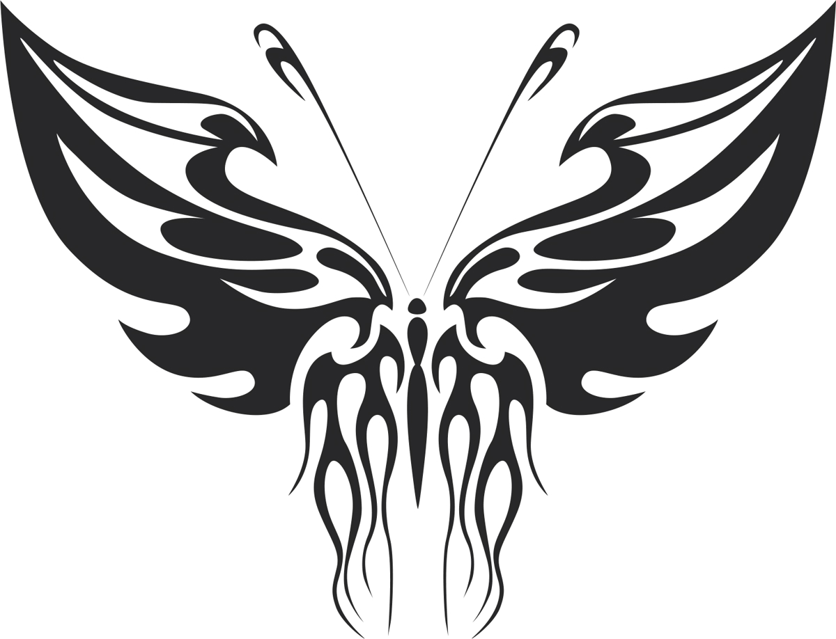 طرح فایل وکتور پروانه قبیله ای و فرمت 32 مناسب برای استفاده در دستگاه های cnc چوب و cnc لیزر - tribal butterfly vector art 32 dxf file
