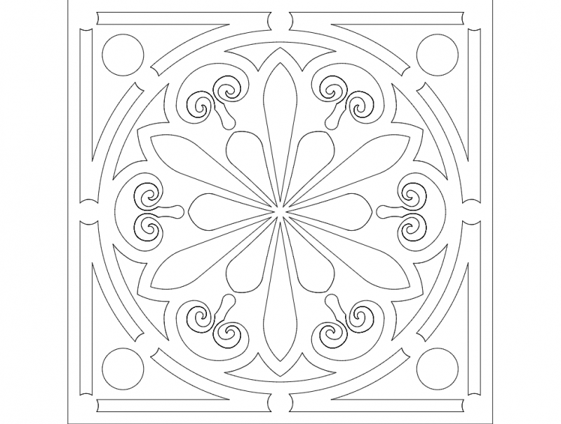 طرح تزئینات دایره ای مناسب برای استفاده در دستگاه های cnc چوب و cnc لیزر - circle ornament dxf file