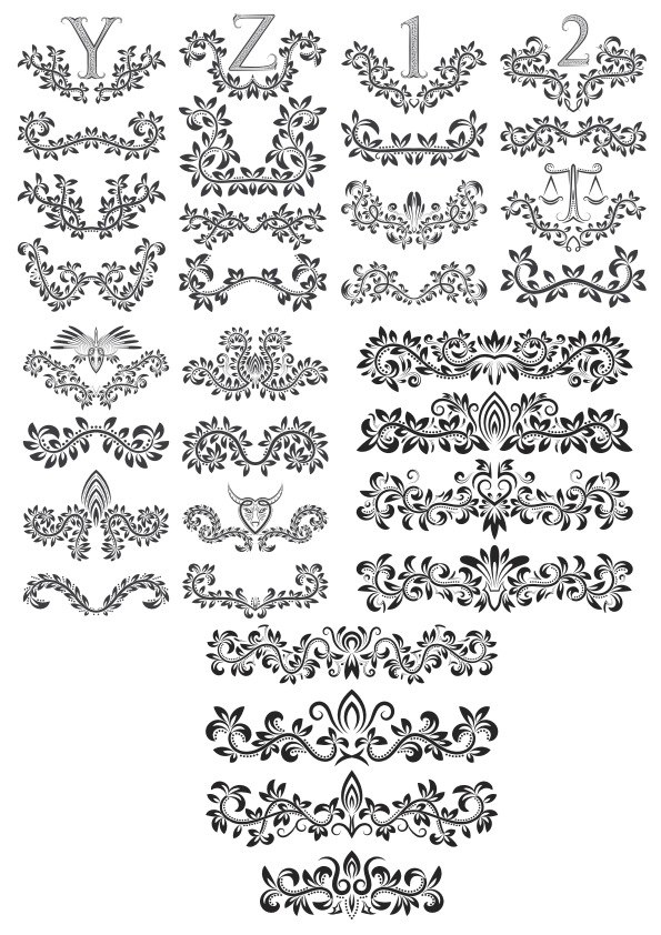 طرح هندسی بدون درز با تزئینات خطی مناسب برای استفاده در دستگاه های cnc چوب و cnc لیزر - linear border ornaments seamless pattern set cdr file