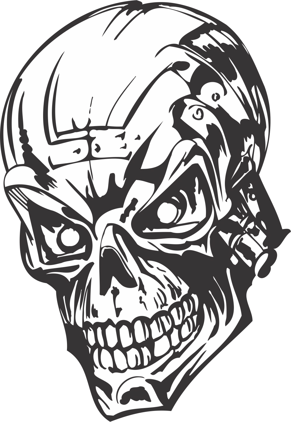 طرح جمجمه شیطان انسان مناسب برای استفاده در دستگاه های cnc چوب و cnc لیزر - human evil skull dxf file