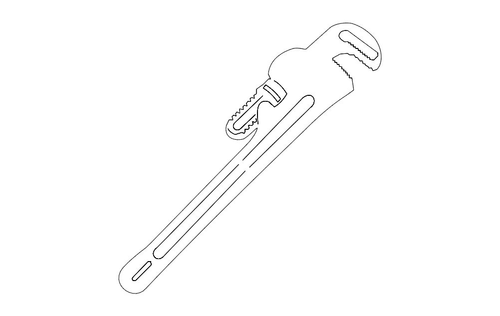طرح آچار لوله مناسب برای استفاده در دستگاه های cnc چوب و cnc لیزر - pipe wrench dxf file