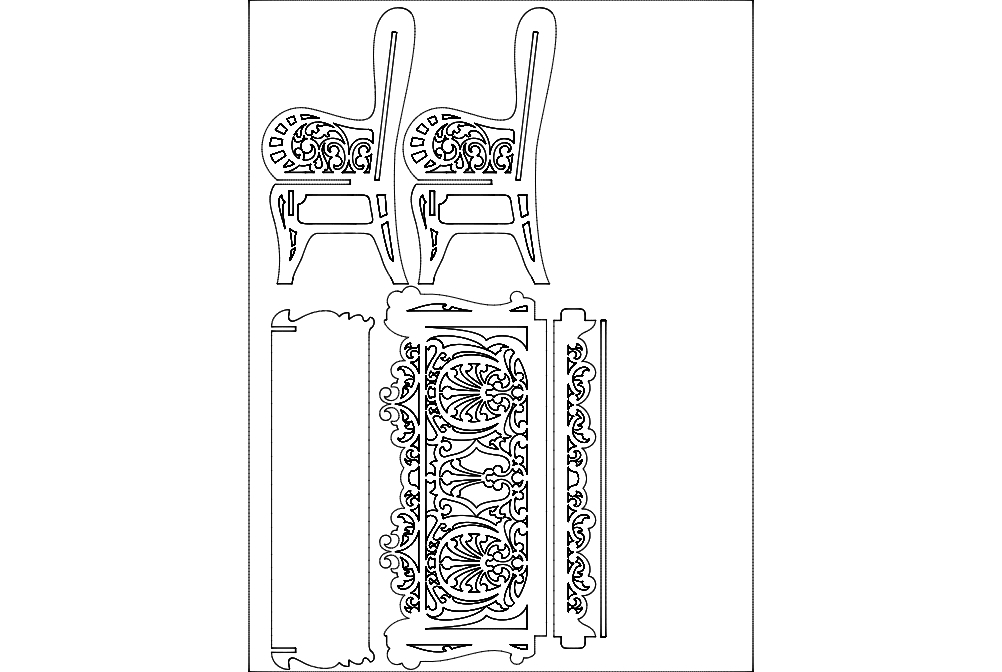 طرح بانک ۱ مناسب برای استفاده در دستگاه های cnc چوب و cnc لیزر - bank 1 dxf file