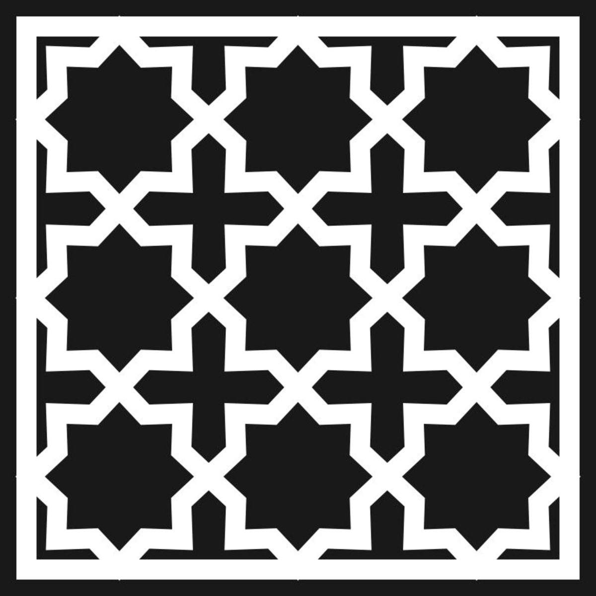 طرح قاب طرح هندسی اسلامی با طرح کاشی پیچیده برای فایل لیزر cnc مناسب برای استفاده در دستگاه های cnc چوب و cnc لیزر - islamic geometric pattern frame with intricate tile design for cnc laser cdr file