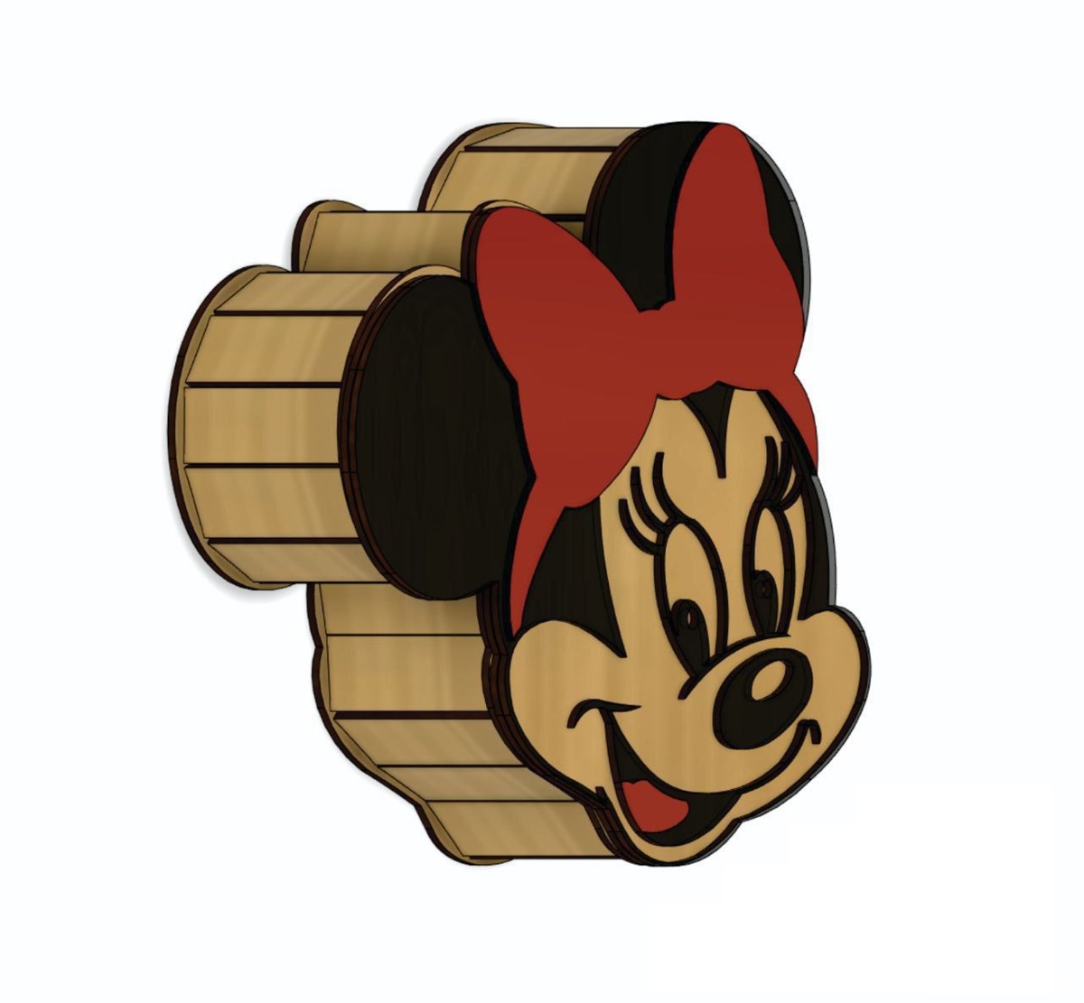 طرح جعبه مینی موس مناسب برای استفاده در دستگاه های cnc چوب و cnc لیزر - laser cut minnie mouse box cdr file