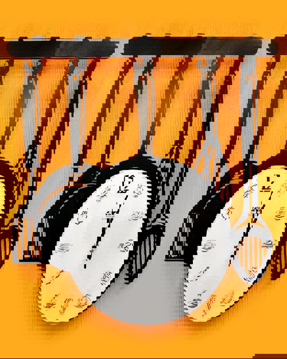 طرح ساعت دیواری آشپزخانه مناسب برای استفاده در دستگاه های cnc چوب و cnc لیزر - laser cut kitchen ware wall clock cdr file