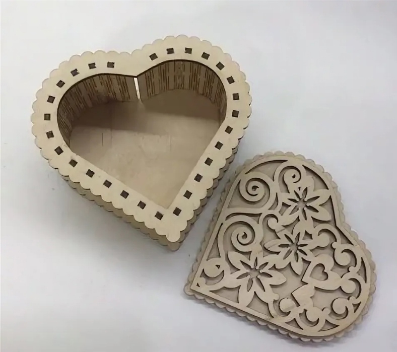 طرح جعبه چوبی سه لایی به شکل قلب مناسب برای استفاده در دستگاه های cnc چوب و cnc لیزر - laser cut plywood heart shaped box template cdr file