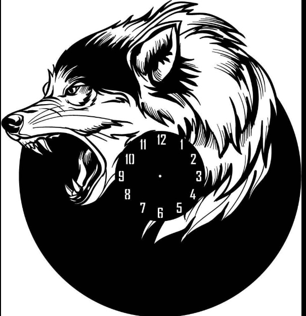 طرح ساعت دیواری به شکل گرگ مناسب برای استفاده در دستگاه های cnc چوب و cnc لیزر - wolf shape wall clock laser cut dxf file