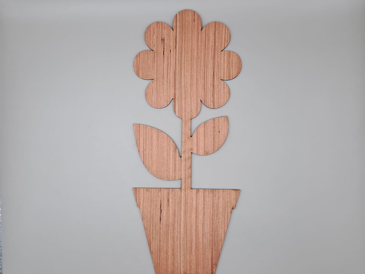 طرح گل در گلدان طرح چوب برش نخورده مناسب برای استفاده در دستگاه های cnc چوب و cnc لیزر - laser cut flower in pot unfinished cutout wood shape cdr file