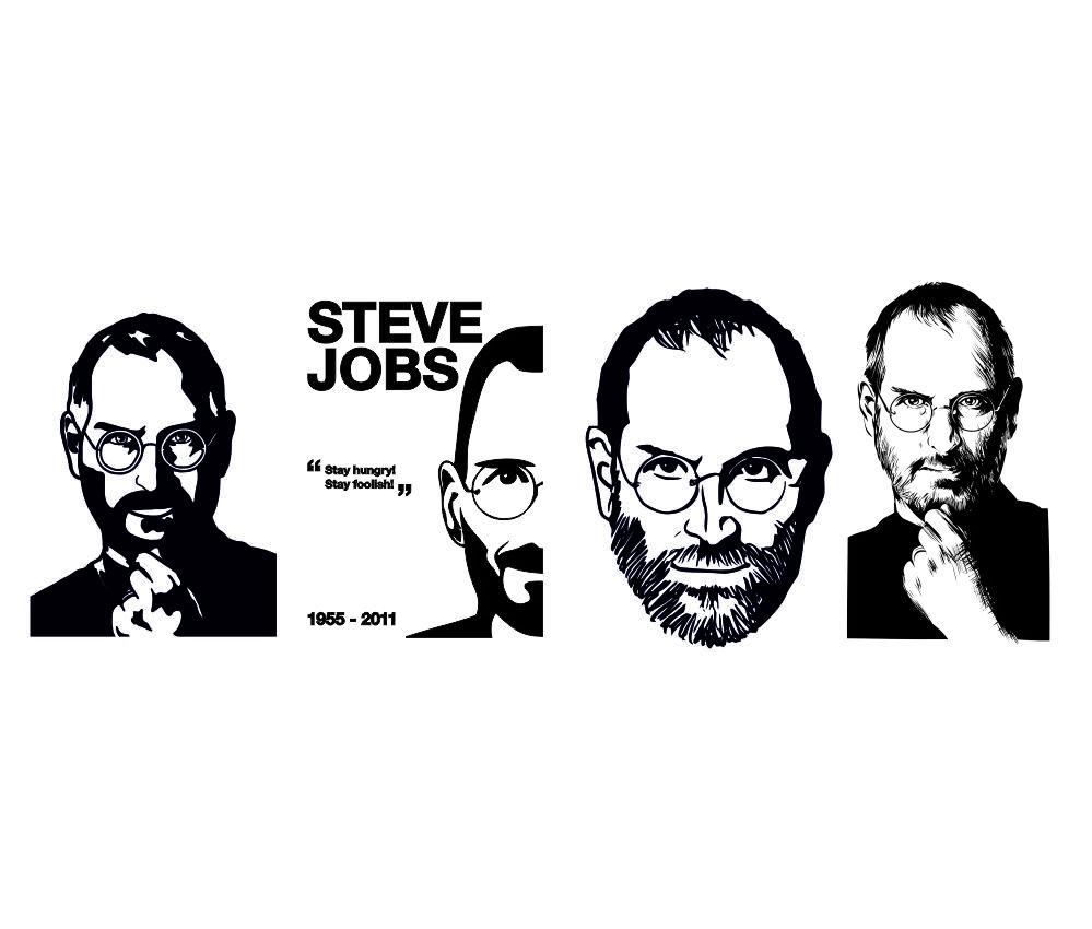 طرح استنسیل استیکر استیو جابز مناسب برای استفاده در دستگاه های cnc چوب و cnc لیزر - steve jobs sticker stencil line art cdr file