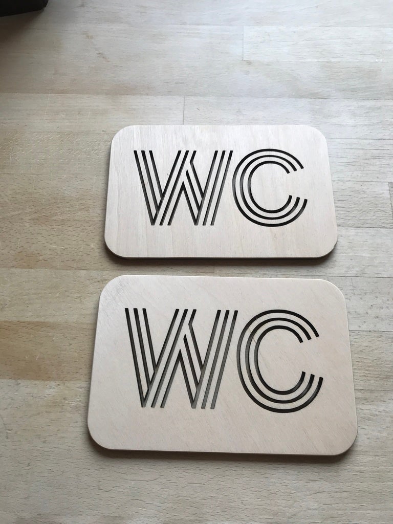 طرح تابلو سرویس بهداشتی مناسب برای استفاده در دستگاه های cnc چوب و cnc لیزر - laser cut toilet sign svg file