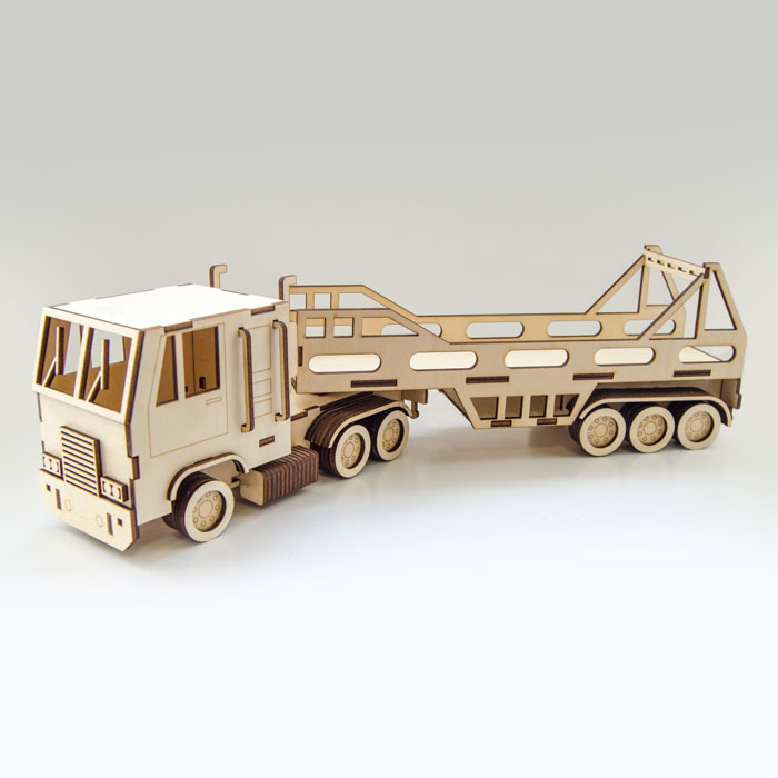 طرح کامیون و تریلر چوبی مناسب برای استفاده در دستگاه های cnc چوب و cnc لیزر - laser cut wooden tractor trailer truck cdr file