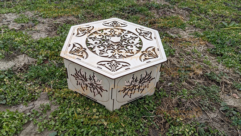 طرح سبد چوبی شش ضلعی مناسب برای استفاده در دستگاه های cnc چوب و cnc لیزر - laser cut wooden hexagonal basket cdr file