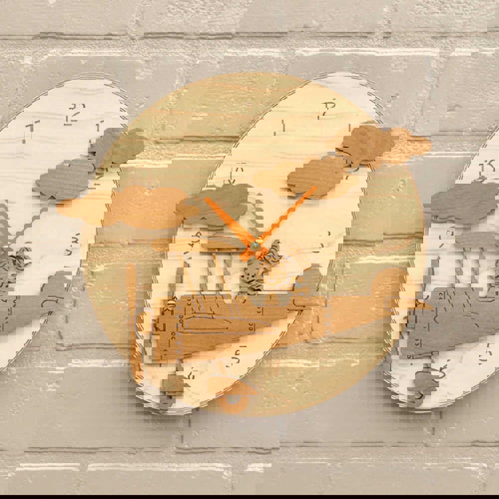 طرح ساعت دیواری کارتونی طرح خلبان با قابلیت - مناسب برای استفاده در دستگاه های cnc چوب و cnc لیزر - laser cut cartoon pilot plane wall clock cdr file