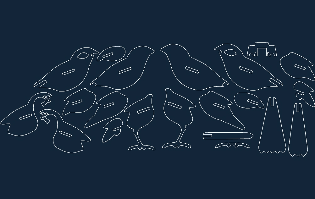 طرح پرنده مناسب برای استفاده در دستگاه های cnc چوب و cnc لیزر - bird dxf file