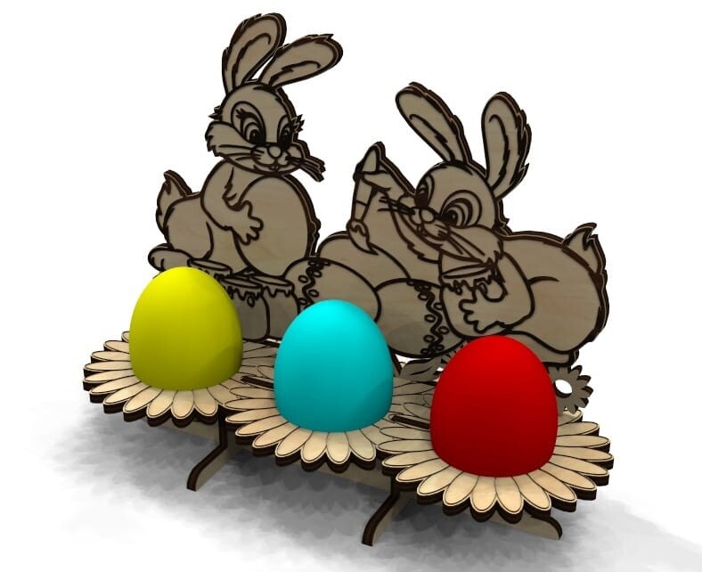طرح خرگوش چوبی عید پاک مناسب برای استفاده در دستگاه های cnc چوب و cnc لیزر - laser cut wooden easter bunny cdr file