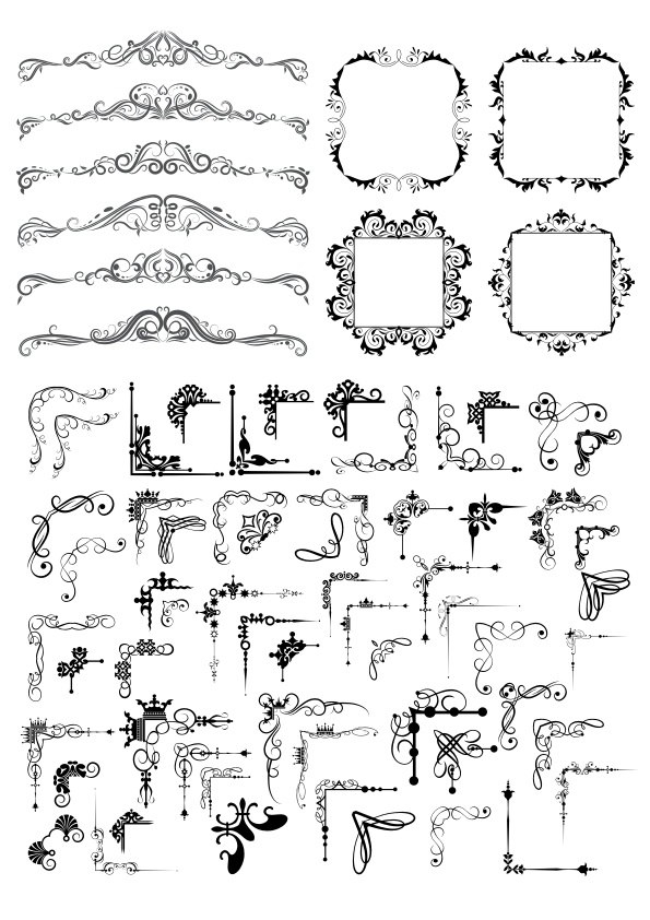 طرح مجموعه المان های تزئینی فانتزی مناسب برای استفاده در دستگاه های cnc چوب و cnc لیزر - fancy decor element set cdr file