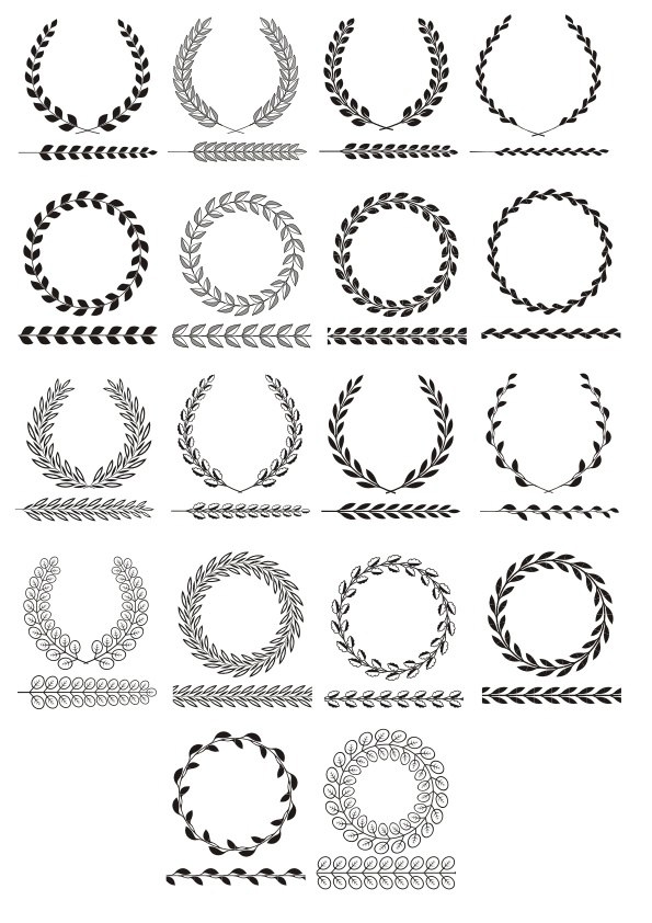 طرح فایل وکتور هنری تاج گل برگ بو مناسب برای استفاده در دستگاه های cnc چوب و cnc لیزر - vector laurel wreath vector art cdr file