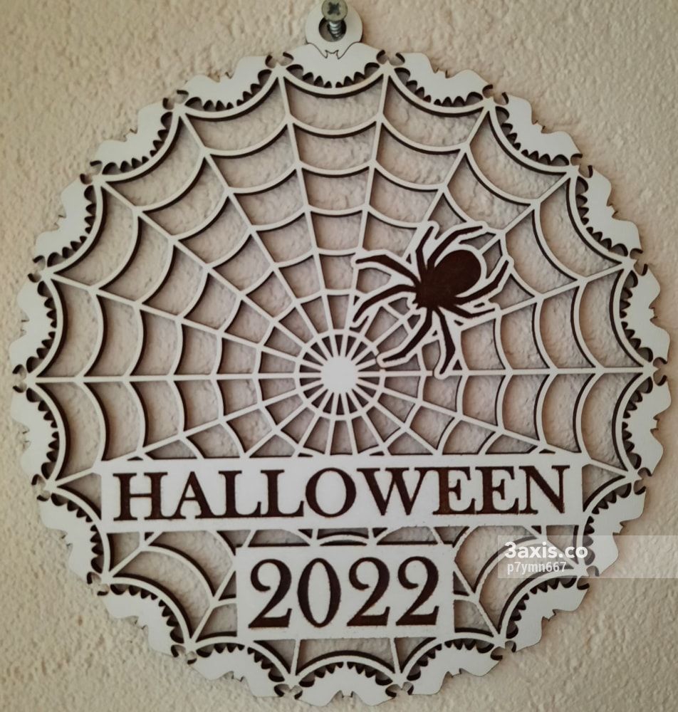 طرح هالووین تار عنکبوت مناسب برای استفاده در دستگاه های cnc چوب و cnc لیزر - laser cut spiderweb halloween svg file